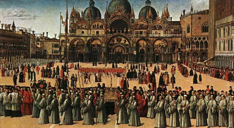 Gentile Bellini Procession of the True Cross in Piazza San Marco oil painting picture